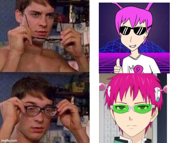 basically the same thing | image tagged in spiderman glasses,same energy,anime | made w/ Imgflip meme maker
