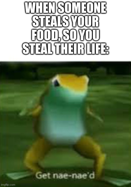 Get nae nae'd | WHEN SOMEONE STEALS YOUR FOOD, SO YOU STEAL THEIR LIFE: | image tagged in get nae nae'd | made w/ Imgflip meme maker