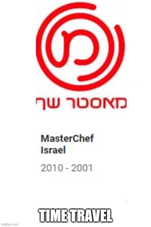 Master Chef Israel Time Travel | TIME TRAVEL | image tagged in time travel,cooking,time,travel,tv show,tv shows | made w/ Imgflip meme maker