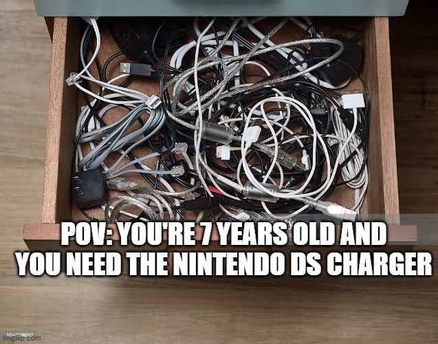 where tf did i leave the charger | POV: YOU'RE 7 YEARS OLD AND YOU NEED THE NINTENDO DS CHARGER | image tagged in memes | made w/ Imgflip meme maker