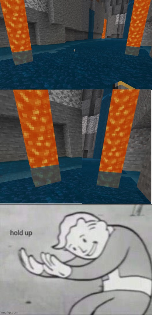 I am so confused- | image tagged in fallout hold up,minecraft,what,how,impossible | made w/ Imgflip meme maker