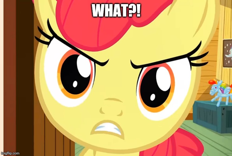 Apple Bloom is Pissed (MLP) | WHAT?! | image tagged in apple bloom is pissed mlp | made w/ Imgflip meme maker