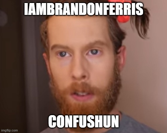 iambrandonferris | IAMBRANDONFERRIS; CONFUSHUN | image tagged in youtuber | made w/ Imgflip meme maker