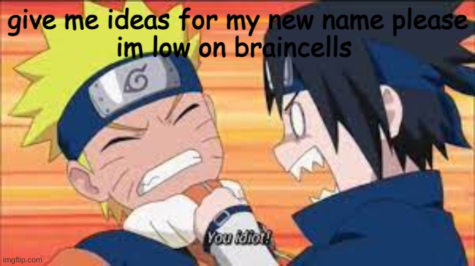 you idiot! | give me ideas for my new name please
im low on braincells | image tagged in you idiot | made w/ Imgflip meme maker