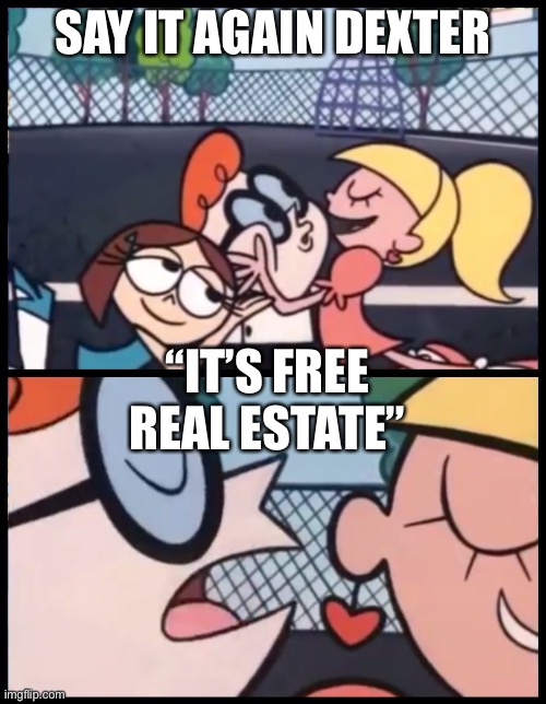 F r e e | SAY IT AGAIN DEXTER; “IT’S FREE REAL ESTATE” | image tagged in memes,say it again dexter | made w/ Imgflip meme maker
