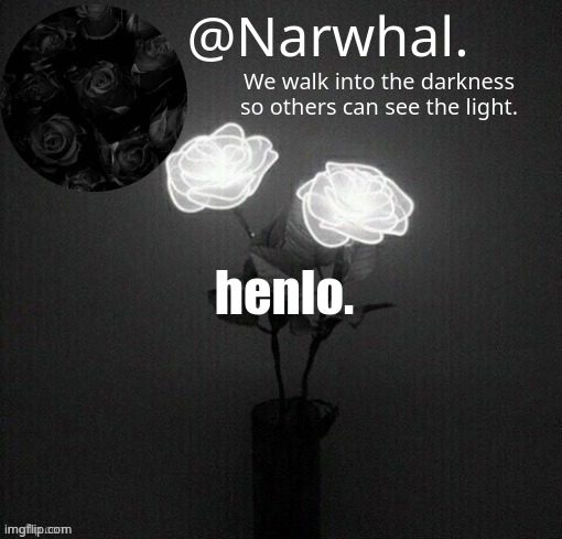      | henlo. | image tagged in narwhal announcement temp | made w/ Imgflip meme maker