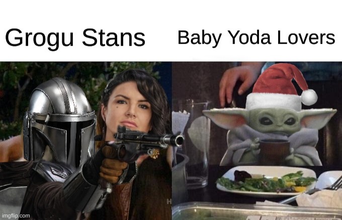 Grogu or Yoda? | image tagged in baby yoda,mandalorian,grogu,star wars,woman yelling at cat,funny memes | made w/ Imgflip meme maker