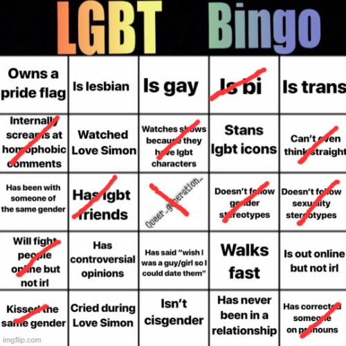 LGBTQ bingo | image tagged in lgbtq bingo | made w/ Imgflip meme maker