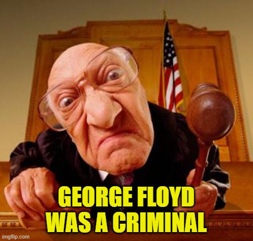 Mean Judge | GEORGE FLOYD WAS A CRIMINAL | image tagged in mean judge | made w/ Imgflip meme maker