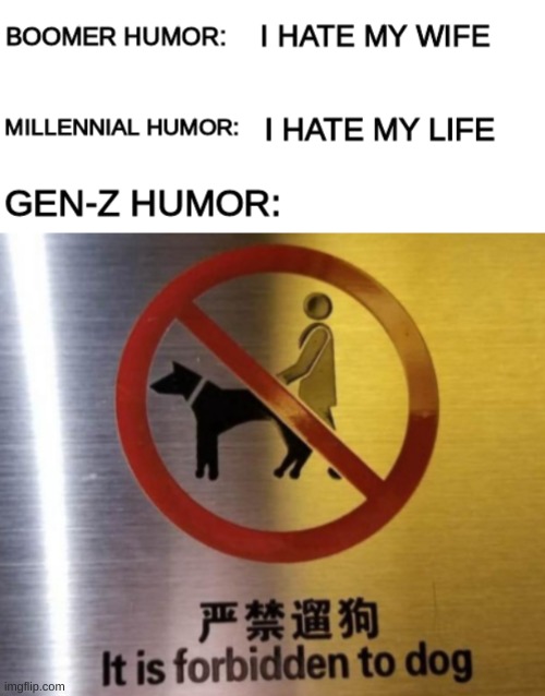 LMAO I CANT STOP LAUGHING | image tagged in boomer humor millennial humor gen-z humor,it is forbidden to dog,dogs,memes,funny,gen-z humor | made w/ Imgflip meme maker