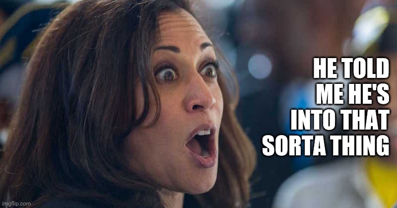 kamala harriss | HE TOLD ME HE'S INTO THAT SORTA THING | image tagged in kamala harriss | made w/ Imgflip meme maker