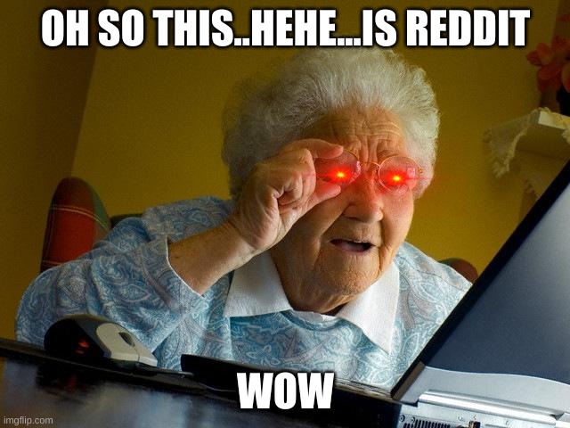 Grandma Finds The Internet Meme | OH SO THIS..HEHE...IS REDDIT; WOW | image tagged in memes,grandma finds the internet | made w/ Imgflip meme maker