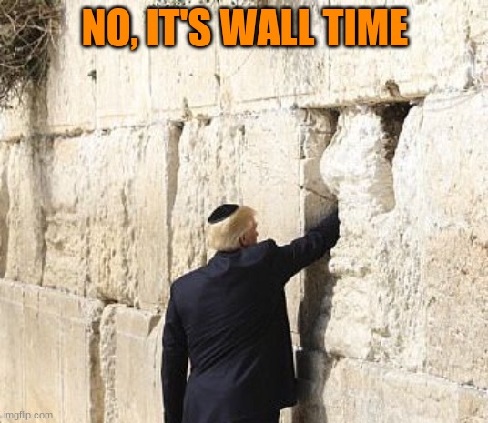 Donald Trump Wall  | NO, IT'S WALL TIME | image tagged in donald trump wall | made w/ Imgflip meme maker