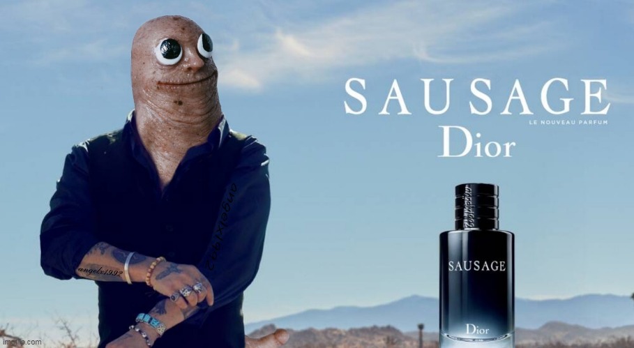 image tagged in johnny depp,sausage,dickbutt,dior,cologne,sauvage | made w/ Imgflip meme maker