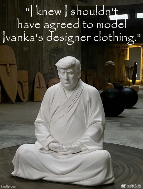 Donald Trump: fashion model | "I knew I shouldn't have agreed to model Ivanka's designer clothing." | image tagged in donald trump chinese idol | made w/ Imgflip meme maker
