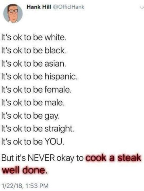 High Quality Hank Hill steak well done Blank Meme Template