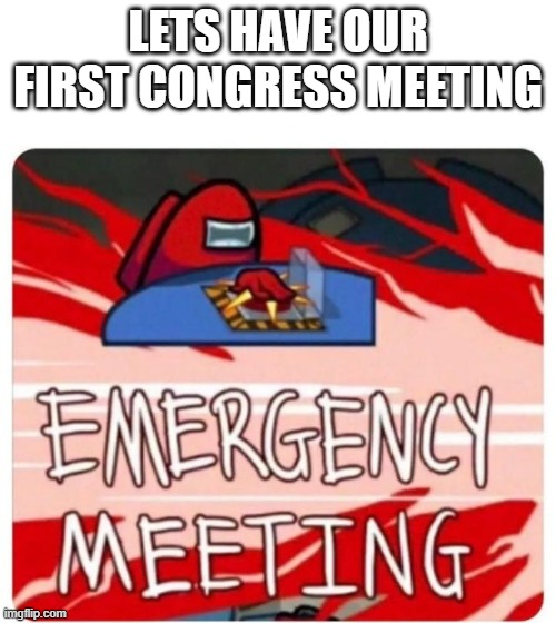 We need to have a meeting | LETS HAVE OUR FIRST CONGRESS MEETING | image tagged in emergency meeting among us,meeting | made w/ Imgflip meme maker