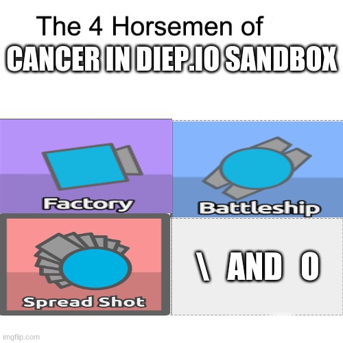 Four horsemen | CANCER IN DIEP.IO SANDBOX; \   AND   O | image tagged in four horsemen,Diepio | made w/ Imgflip meme maker