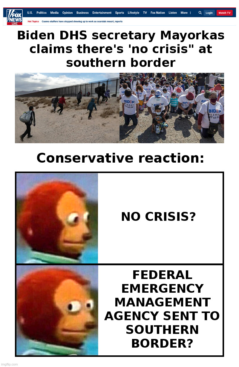 No Crisis at the Border? | image tagged in joe biden,immigration,policy,crisis,kids in cages,kids in reception centers | made w/ Imgflip meme maker