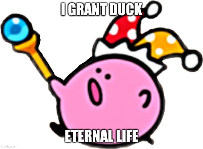 I GRANT DUCK ETERNAL LIFE | image tagged in kirbo | made w/ Imgflip meme maker