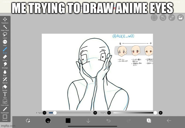 lol | ME TRYING TO DRAW ANIME EYES | image tagged in drawing | made w/ Imgflip meme maker