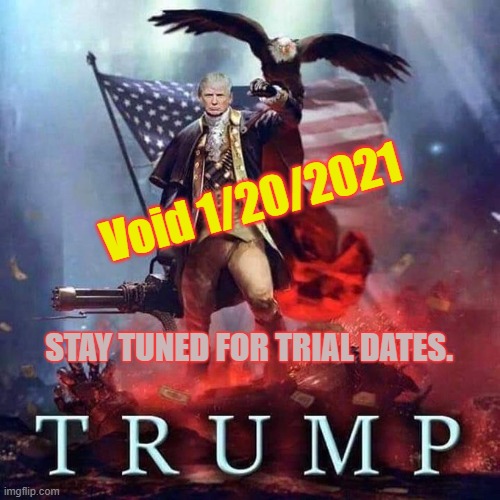 Cancelled Trump | Void 1/20/2021; STAY TUNED FOR TRIAL DATES. | image tagged in trump | made w/ Imgflip meme maker