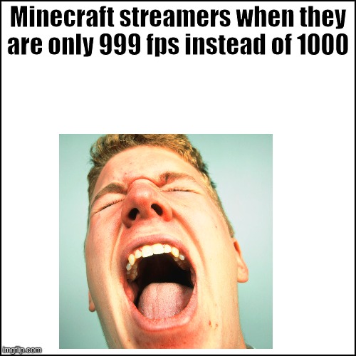 def true | Minecraft streamers when they are only 999 fps instead of 1000 | image tagged in so true memes | made w/ Imgflip meme maker