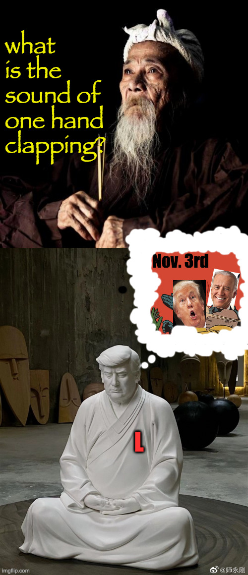 Now we know. | what is the sound of one hand clapping? Nov. 3rd; L | image tagged in wise man,donald trump chinese idol,loser,meme,now we know | made w/ Imgflip meme maker
