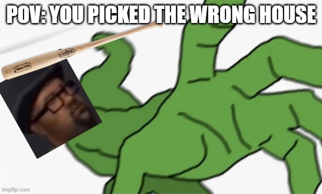 you picked the wrong house. | POV: YOU PICKED THE WRONG HOUSE | image tagged in pepe punch | made w/ Imgflip meme maker