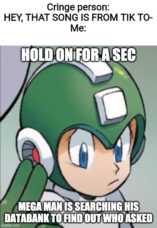 Mega man who asked | Cringe person: HEY, THAT SONG IS FROM TIK TO-
Me: | image tagged in mega man who asked | made w/ Imgflip meme maker