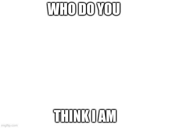 Blank White Template | WHO DO YOU; THINK I AM | image tagged in blank white template | made w/ Imgflip meme maker