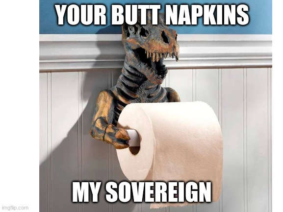 YOUR BUTT NAPKINS; MY SOVEREIGN | image tagged in butt napkins | made w/ Imgflip meme maker