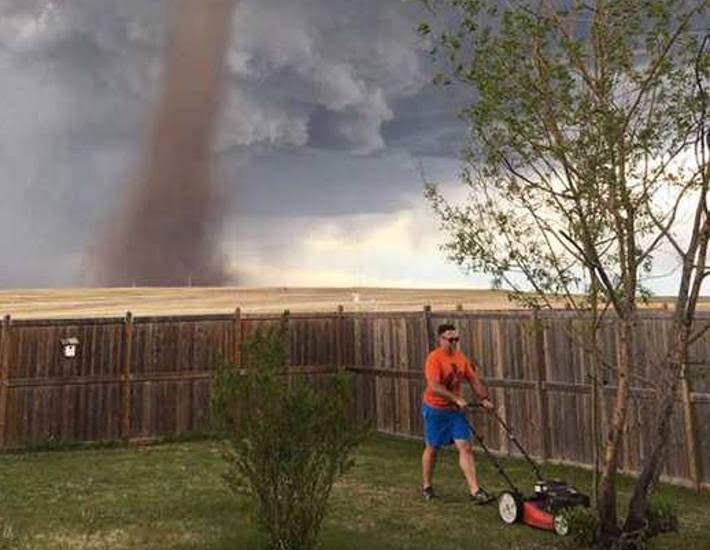 Storm and Lawn mover Blank Meme Template