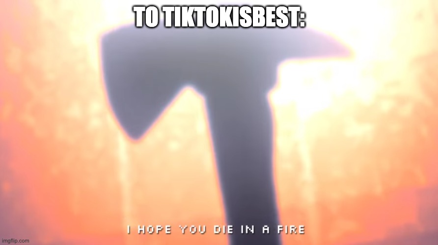 Die In A Fire | TO TIKTOKISBEST: | image tagged in die in a fire | made w/ Imgflip meme maker
