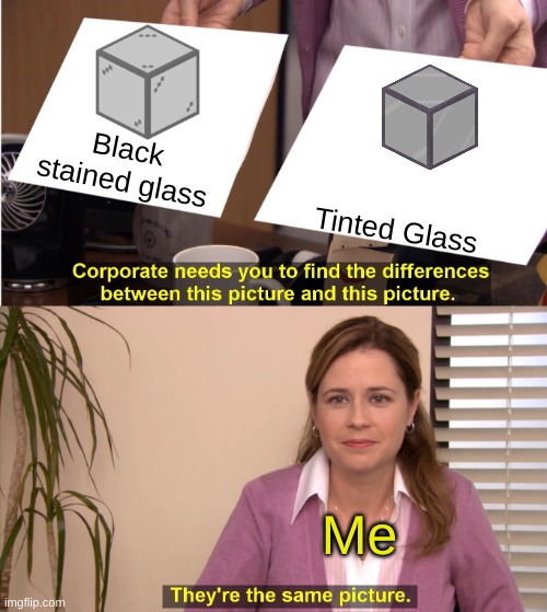 They're The Same Picture | Black stained glass; Tinted Glass; Me | image tagged in memes,they're the same picture | made w/ Imgflip meme maker