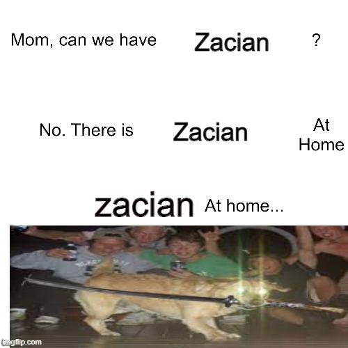 mom can we have zacian |  Zacian; Zacian; zacian | image tagged in mom ca we have | made w/ Imgflip meme maker