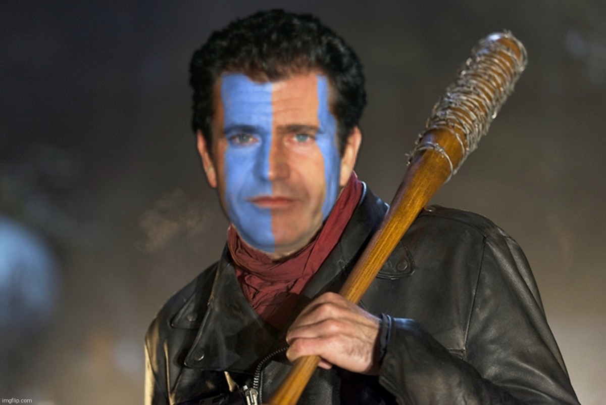 Bashing Conservatives incognito, or someone said,,, | image tagged in negan and lucille,william wallace sticker,the walking dead's negan,jeffrey dean morgan,mel gibson,syd is a lib | made w/ Imgflip meme maker
