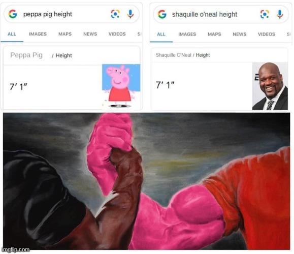 Thats some tall bacon | image tagged in peppa pig,epic handshake | made w/ Imgflip meme maker