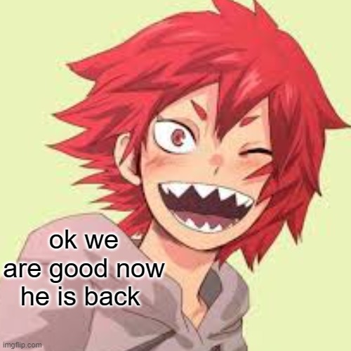 hes back | ok we are good now he is back | image tagged in anime | made w/ Imgflip meme maker