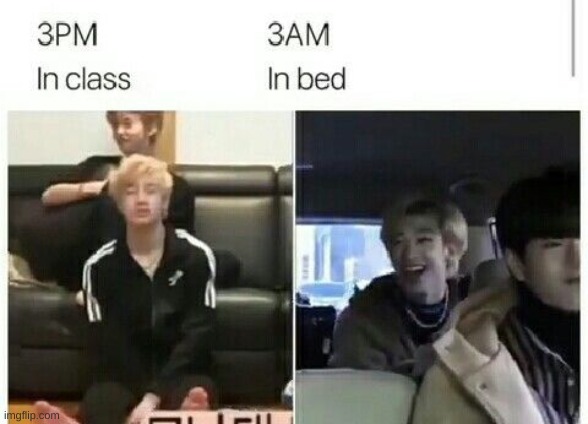 3PM vs 3AM | image tagged in kpop,stray kids,funny,class,sleep,haha | made w/ Imgflip meme maker