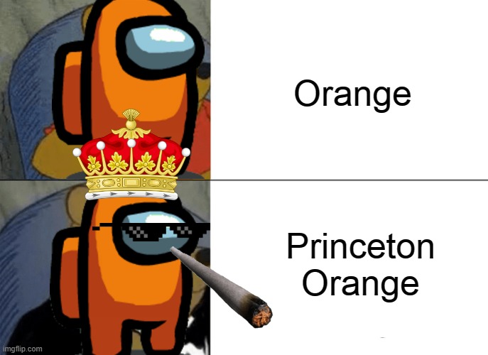 Tuxedo Winnie The Pooh | Orange; Princeton Orange | image tagged in memes,tuxedo winnie the pooh | made w/ Imgflip meme maker