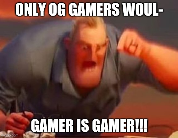 Gamer is Gamer | ONLY OG GAMERS WOUL-; GAMER IS GAMER!!! | image tagged in mr incredible mad,gamers | made w/ Imgflip meme maker