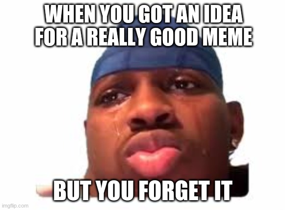 This JUST happened to me..... | WHEN YOU GOT AN IDEA FOR A REALLY GOOD MEME; BUT YOU FORGET IT | image tagged in sad boi,funny,quality meme | made w/ Imgflip meme maker