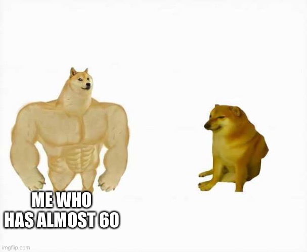 Strong dog vs weak dog | ME WHO HAS ALMOST 60 | image tagged in strong dog vs weak dog | made w/ Imgflip meme maker