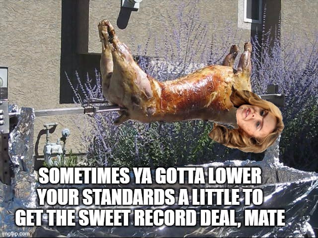 SOMETIMES YA GOTTA LOWER YOUR STANDARDS A LITTLE TO GET THE SWEET RECORD DEAL, MATE | made w/ Imgflip meme maker