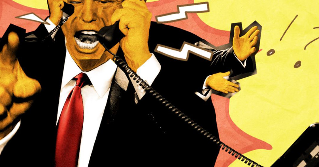 High Quality Trump phone cartoon Blank Meme Template