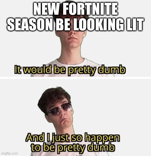 After I finish all the shrines in botw ima play it | NEW FORTNITE SEASON BE LOOKING LIT | image tagged in that sounds dum and i happen to be dumb | made w/ Imgflip meme maker