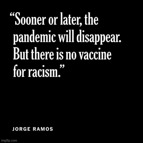 No vaccine for racism | image tagged in no vaccine for racism | made w/ Imgflip meme maker