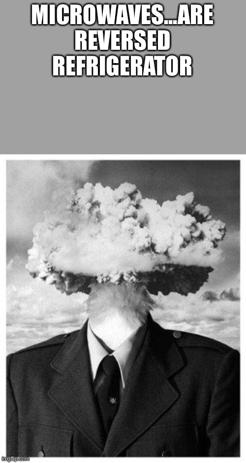 Woah.... | MICROWAVES...ARE REVERSED REFRIGERATOR | image tagged in mind blown | made w/ Imgflip meme maker