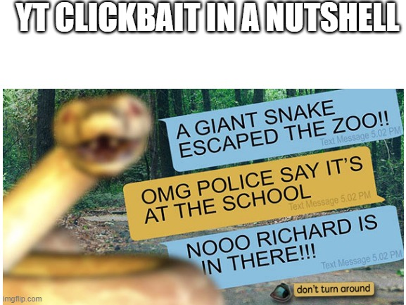 yt clickbaitt | YT CLICKBAIT IN A NUTSHELL | image tagged in youtube | made w/ Imgflip meme maker